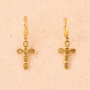 Agapée Gold Cross Hoop Earrings